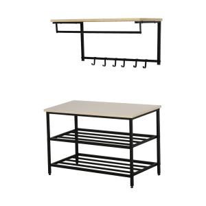HOMCOM 2-in-1 Garderobenset Flurgaderobe mit Sitzbank Wandg…