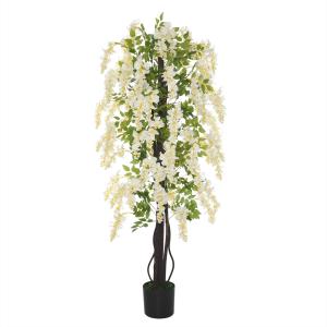 Outsunny Kunstpflanze mit weißen Glyzinien Dekoration 1,65…