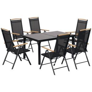 Outsunny Sitzgruppe klappbar 6 Personen Gartenmöbel Set 1 T…