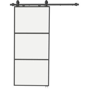 HOMCOM Glasschiebetür Komplettset mit Softclose Zimmertür 9…
