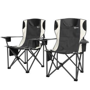 Outsunny 2er Set Faltstuhl faltbar Campingstuhl mit Armlehn…