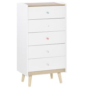 HOMCOM Kinder Kommode mit 5 Schubladen Griff Schubladenschr…