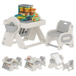 AIYAPLAY Set Tisch und Stuhl für Kinder 3 in 1 mit Bau- und…