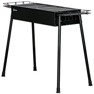 Outsunny Grill mit 2 Edelstahlgrills, tragbarer Holzkohlegr…