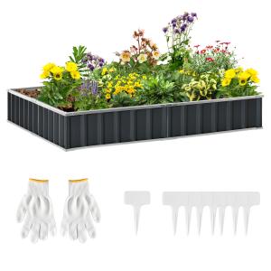 Outsunny DIY Stahl Hochbeet Gartenbeet T-Form mit Pflanzens…