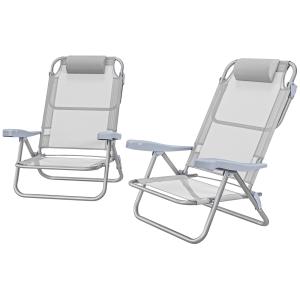 Outsunny Set aus 2 faltbaren Gartenstühlen tragbarer Angels…