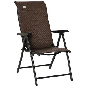 Outsunny Polyrattan Klappstuhl mit Armlehne 7-stufig verste…