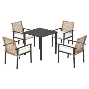 Outsunny Rattan Sitzgruppe 5-tlg Gartenmöbel Set für 4 Pers…