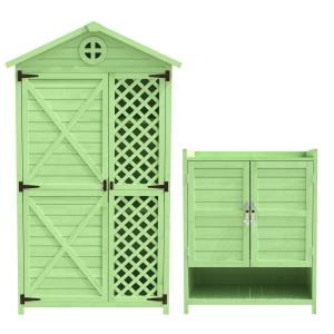 Holz Gartenschrank Set, Outdoor Schrank mit flexiblem Staur…