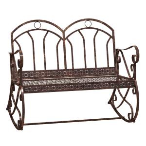 Outsunny Gartenbank 2-Sitzer Metall Bronze-Rot   Aosom