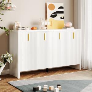 Modernes weißes Sideboard mit goldenen Griffen und verstell…