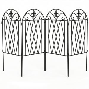 Outsunny Set mit 4 Metall-Gartenzäunen, 125x56 cm, dekorati…