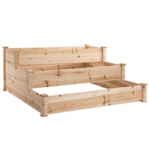 Outsunny Hochbeet 3-stufiges Pflanzenbeet Kräuterbeet Blume…