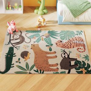 HOMCOM Teppich Anti-Rutsch Wohnzimmerteppich Kurzflor mit D…