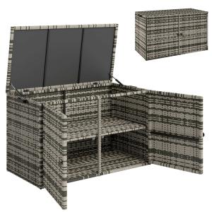Outsunny Rattan Auflagenbox 350L 2-Ebenne wetterfest Kissen…