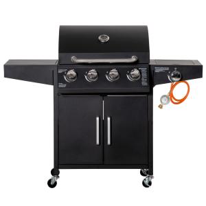 Outsunny Gasgrill BBQ mit 3 Brennern je 3 kw mobiler Grillw…