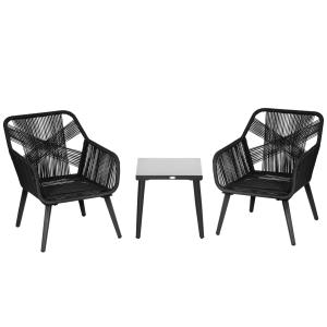 Outsunny Garten-Lounge-Set für 2 Personen 2 Sessel 1 Tisch…