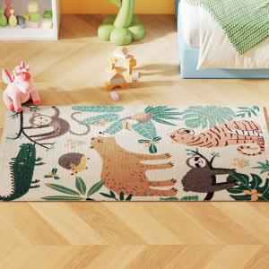 HOMCOM Teppich Anti-Rutsch Wohnzimmerteppich Kurzflor mit D…