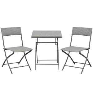 Outsunny Polyrattan Bistroset 2 Personen Sitzgruppe grau, G…