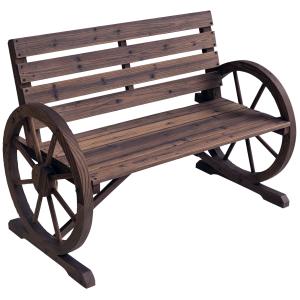 Outsunny Gartenbank 2-Sitzer mit Armlehne aus Tannenholz im…