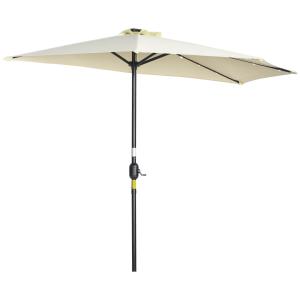 Outsunny Sonnenschirm 265x240 cm Halbschirm mit LED, Halbru…