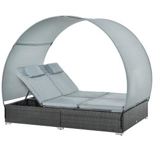 Outsunny Poly Rattan Doppelliege Sonnenliege für 2 Personen…