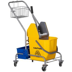 HOMCOM Putzwagen Reinigungswagen Fahreimer Putzeimer 25 Lit…