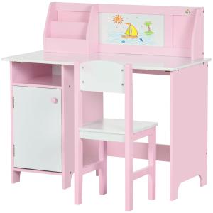 HOMCOM Kinder-Schreibtisch-Set mit Whiteboard - Schreibtisc…