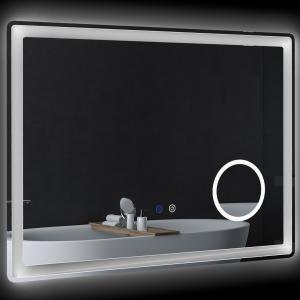 kleankin LED Badezimmerspiegel, Badspiegel mit 3x Vergrößer…