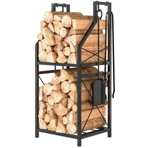 Outsunny Metallisches Kaminholzlager, 2-stufiger Holzstände…