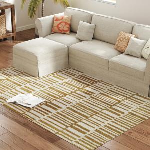 HOMCOM Teppich Wohnzimmer 200 x 140 cm Kurzflor Teppich, ma…