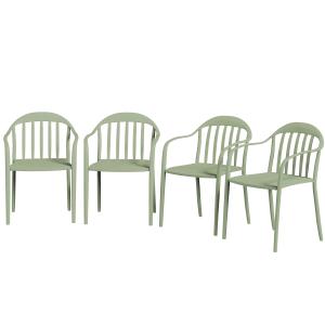 Outsunny Gartenstuhl 4er Set wetterfest Gartenstühle aus Ku…