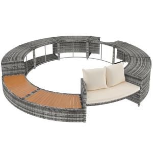 Garten-Lounge-Set mit runder Couch, verstellbare Füße, inkl…