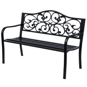 Outsunny Gartenbank 3-Sitzer Stahlbank mit Armlehnen aus Gu…