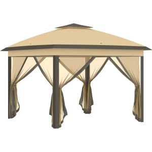 Outsunny Pavillon 3,3x3,3m, wasserabweisend Winterfest Pop-…