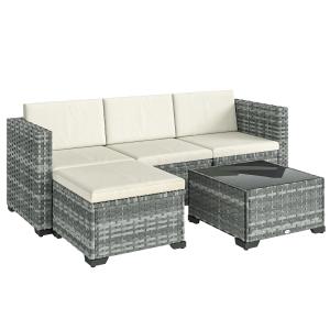 Outsunny Polyrattan Gartenmöbel Set 5-teilig, Lounge Set mi…