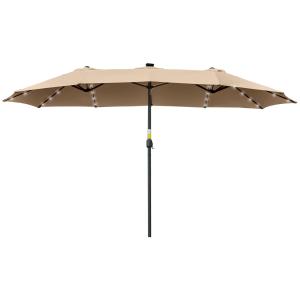 Outsunny Sonnenschirm 4,5m mit 48 Solar-LED-Lichtern, Doppe…