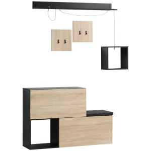 HOMCOM 4-in-1 Garderobenset Flurgarderobe Flurmöbel inkl. G…