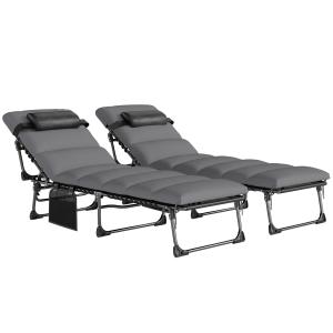 Outsunny 2er-Set Sonnenliegen 200 cm mit XXL-Matratze 9 cm…