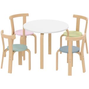 AIYAPLAY Kindertisch Holz mit 4 Stühlen 5-teilig Kinder Tis…