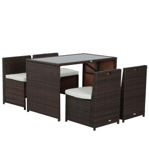 Outsunny Polyrattan Gartenset 5 tlg. Gartenmöbel Lounge Set…