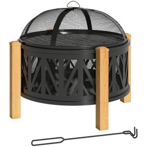 Outsunny 2-in-1 Feuerschale Ø75 x 58 cm Feuerstelle mit Fun…