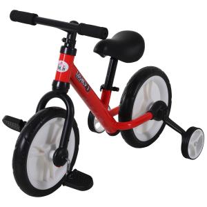 HOMCOM Kinderfahrrad Laufrad mit Stützrädern und Pedalen, 2…