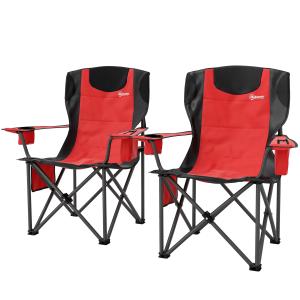 Outsunny Set 2 Campingstühle mit Kühltasche, Getränkehalter…
