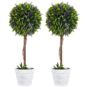 HOMCOM Kunstpflanze Lavendel 2er-Set Künstliche Pflanzen, 6…