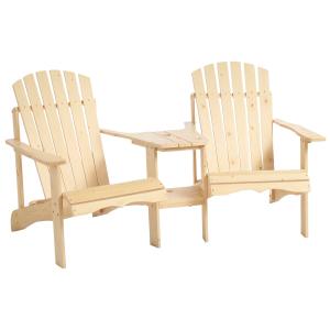 OUTSUNNY Adirondack Gartenstuhl mit Tisch und Schirmloch 2-…