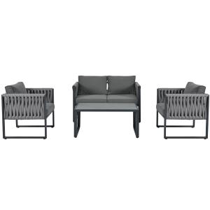 Garten-Loungestuhl-Set, mit Zweiersofa, 2 Einzelsofas und 1…