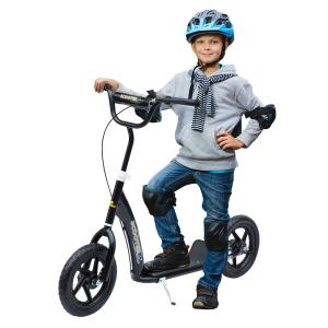 HOMCOM Kinderroller Kickscooter 12 Zoll mit Hinterbremse, h…