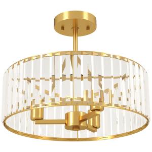 HOMCOM Kristall Deckenleuchte, Deckenlampe Hängend mit 3 x…