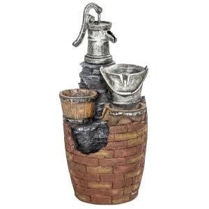 Outsunny Springbrunnen 4-stufig rustikal Gartenbrunnen mit…